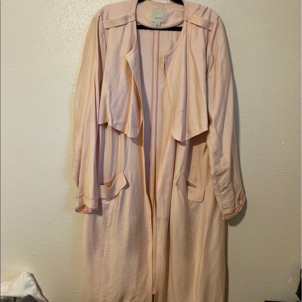 Light blush long duster